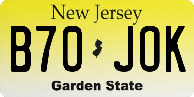 NJ license plate B70JOK