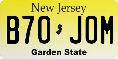 NJ license plate B70JOM