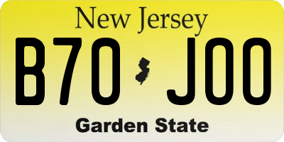 NJ license plate B70JOO