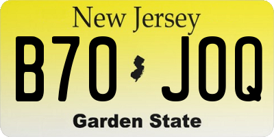 NJ license plate B70JOQ