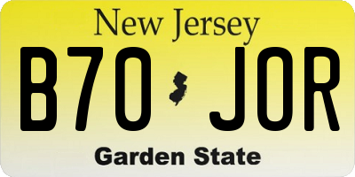 NJ license plate B70JOR