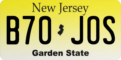 NJ license plate B70JOS