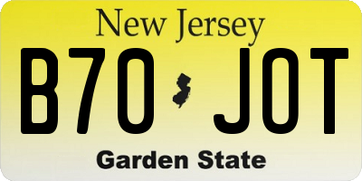 NJ license plate B70JOT