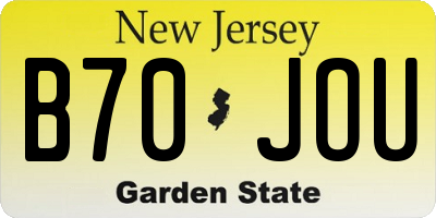NJ license plate B70JOU