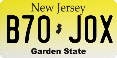 NJ license plate B70JOX