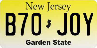 NJ license plate B70JOY