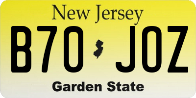 NJ license plate B70JOZ