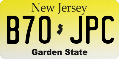 NJ license plate B70JPC