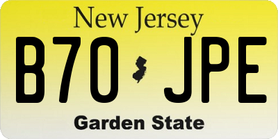 NJ license plate B70JPE