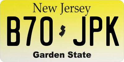NJ license plate B70JPK