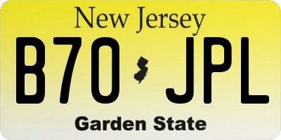 NJ license plate B70JPL