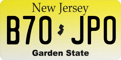 NJ license plate B70JPO