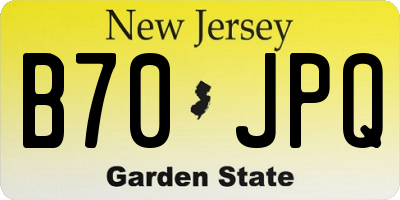 NJ license plate B70JPQ
