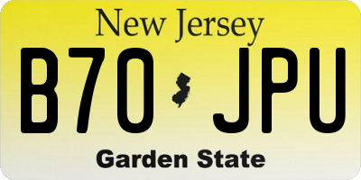 NJ license plate B70JPU