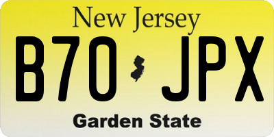 NJ license plate B70JPX