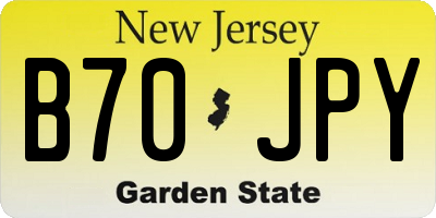 NJ license plate B70JPY