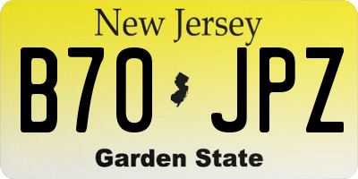 NJ license plate B70JPZ