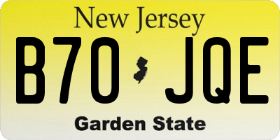 NJ license plate B70JQE