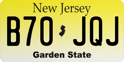 NJ license plate B70JQJ
