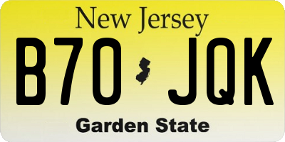 NJ license plate B70JQK