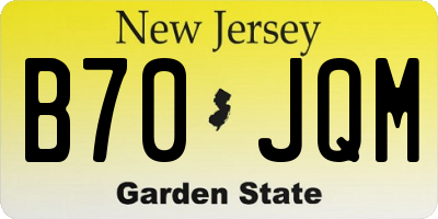 NJ license plate B70JQM
