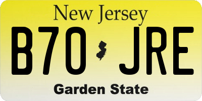NJ license plate B70JRE