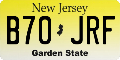 NJ license plate B70JRF