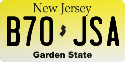 NJ license plate B70JSA