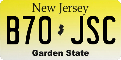 NJ license plate B70JSC