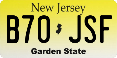 NJ license plate B70JSF