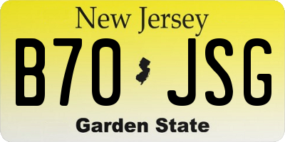 NJ license plate B70JSG