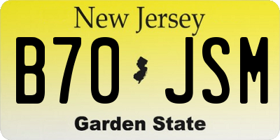 NJ license plate B70JSM