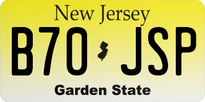 NJ license plate B70JSP