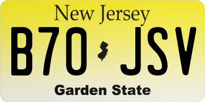 NJ license plate B70JSV