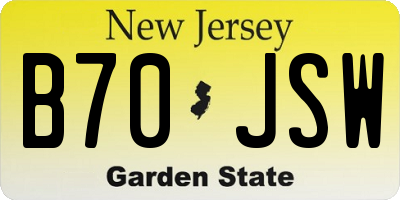 NJ license plate B70JSW