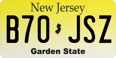 NJ license plate B70JSZ
