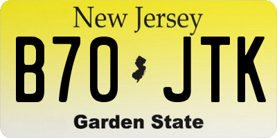 NJ license plate B70JTK