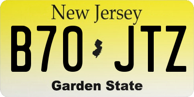 NJ license plate B70JTZ
