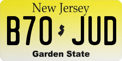NJ license plate B70JUD