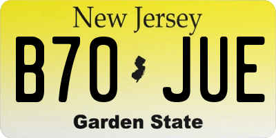 NJ license plate B70JUE