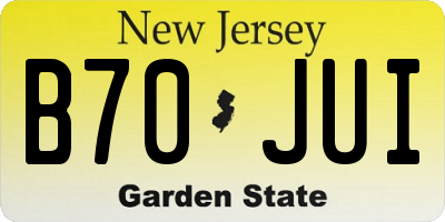 NJ license plate B70JUI