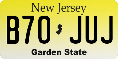 NJ license plate B70JUJ