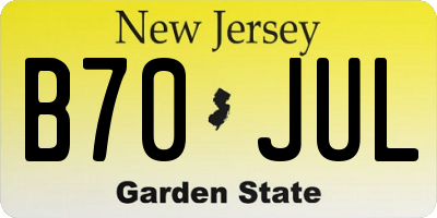NJ license plate B70JUL