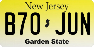 NJ license plate B70JUN