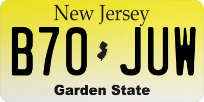 NJ license plate B70JUW