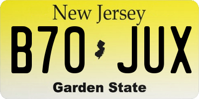 NJ license plate B70JUX