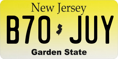 NJ license plate B70JUY