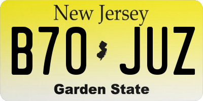 NJ license plate B70JUZ