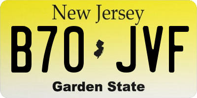 NJ license plate B70JVF