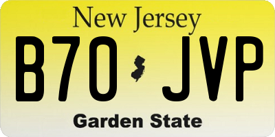 NJ license plate B70JVP